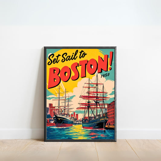 Boston Vintage Travel Poster - Retro Boston Print