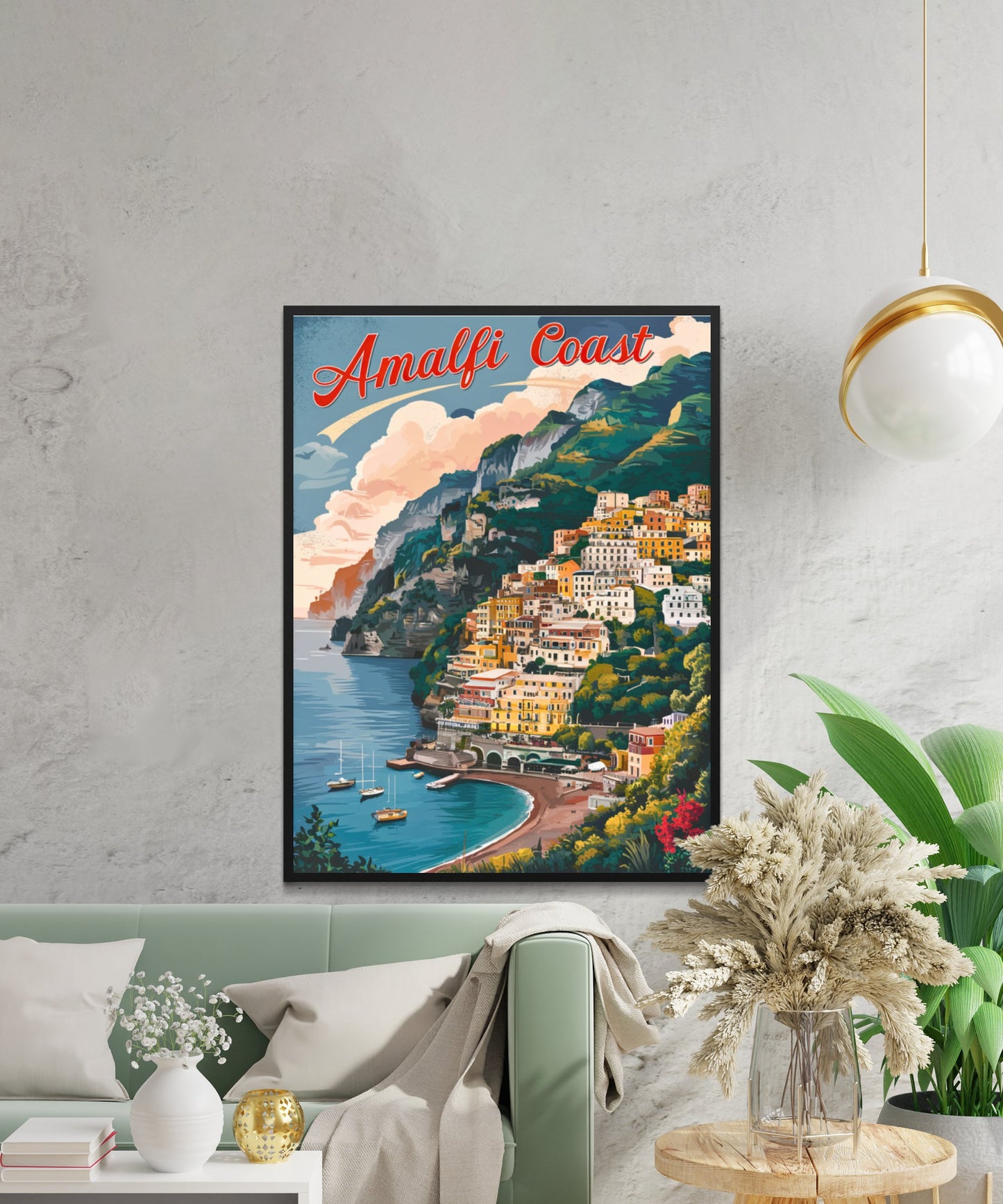 Amalfi Coast Vintage Travel Poster - Classic Coastal Beauty