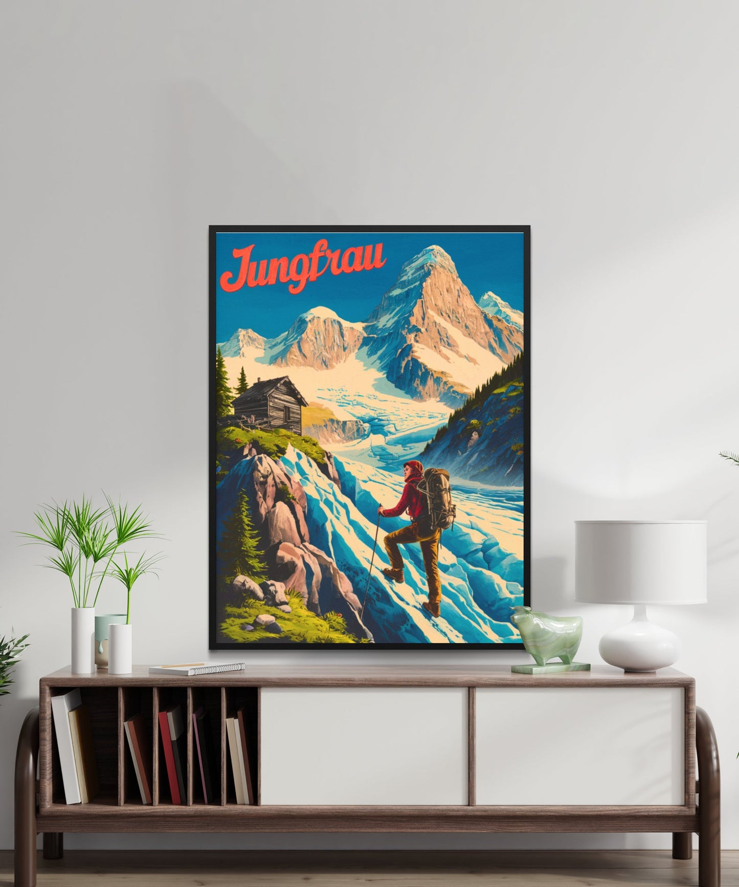 Jungfrau Vintage Travel Poster - Climbing the Peaks of the Alps