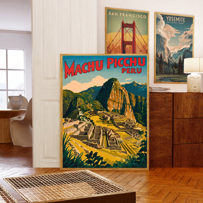 Machu Picchu Vintage Travel Poster - Timeless Incan Wonder