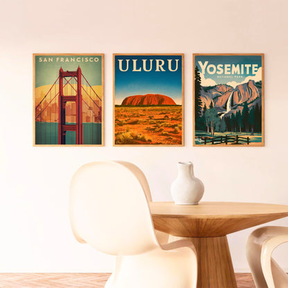 Uluru Rocks Vintage Travel Poster - Red Rock Majesty