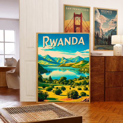 Rwanda Vintage Travel Poster