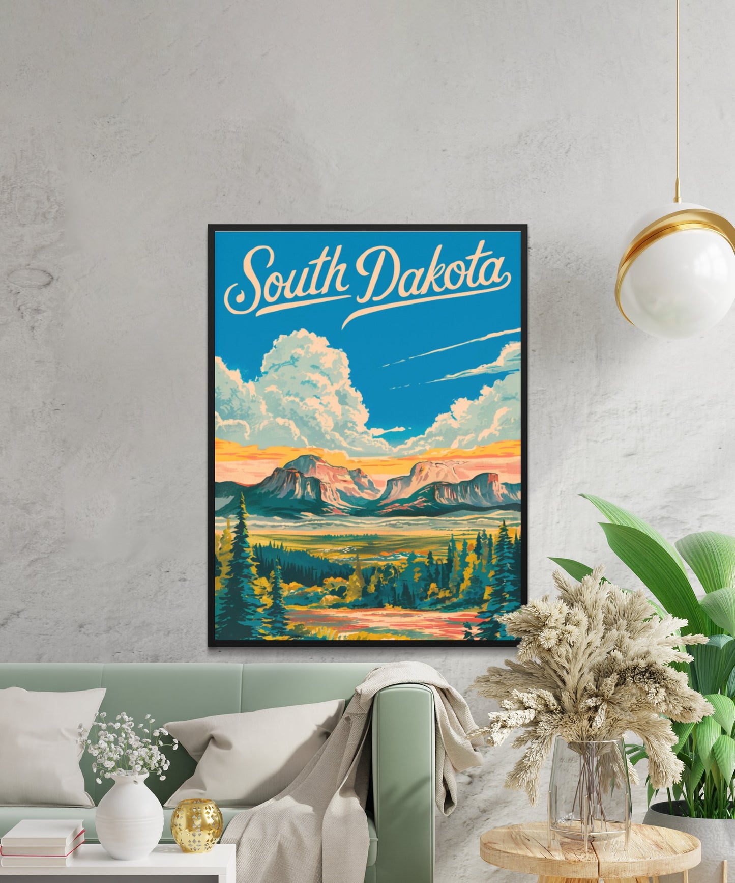 South Dakota Vintage Travel Poster - Majestic Peak