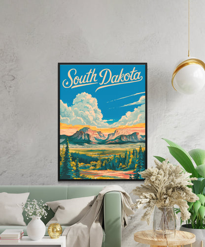 South Dakota Vintage Travel Poster - Majestic Peak