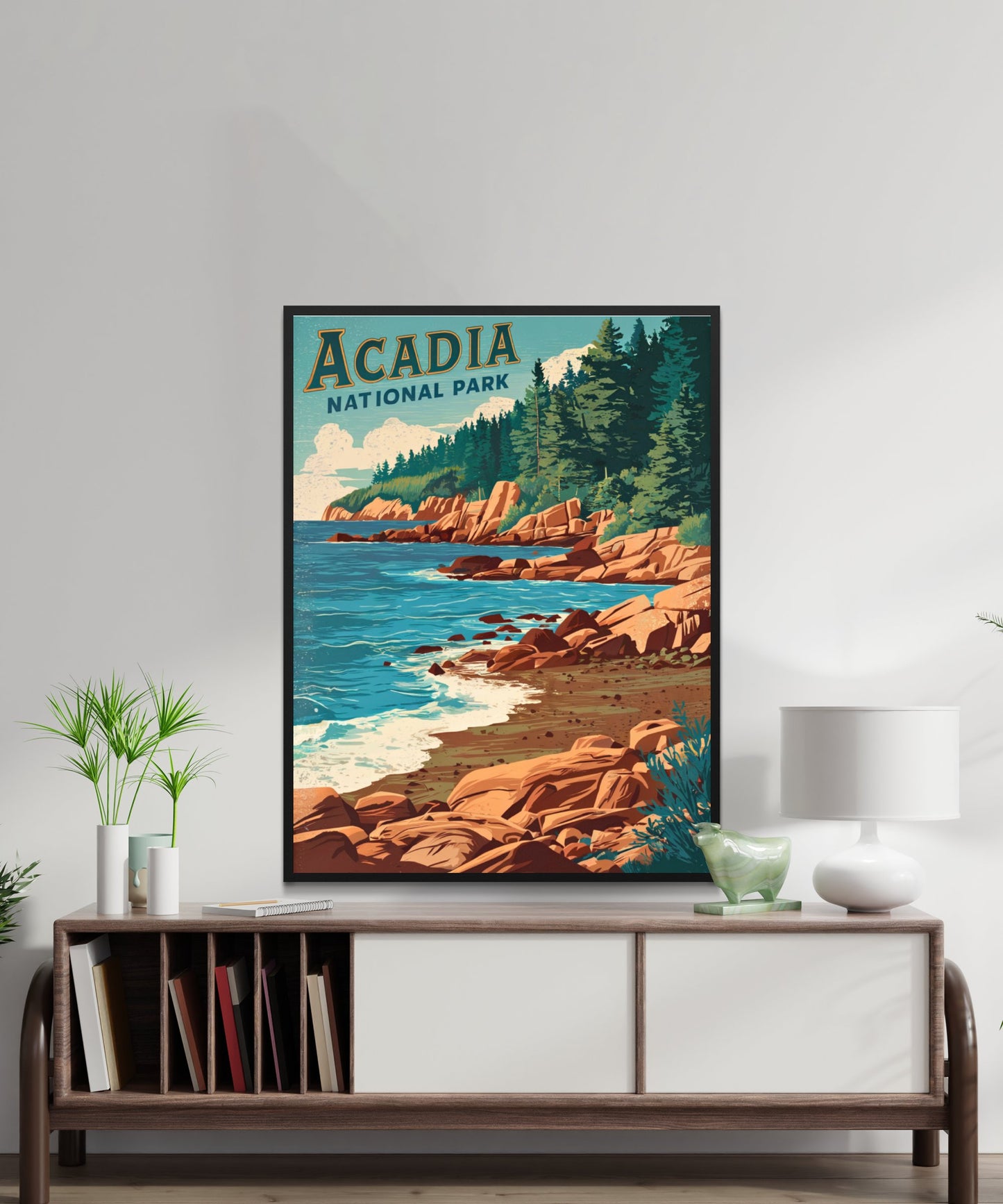 Acadia Vintage Travel Poster - Timeless Coastal Beauty