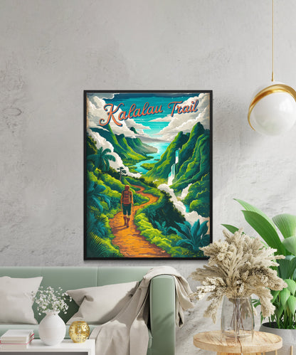 Kalalau Trail Vintage Travel Poster