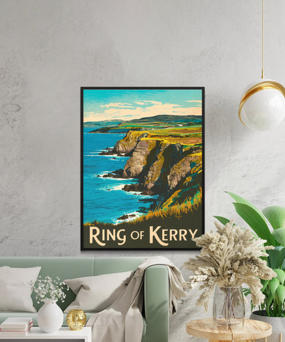 Ring of Kerry Vintage Travel Poster - Rolling Landscapes