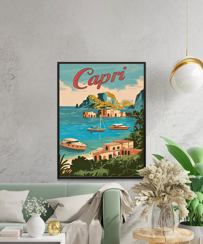 Capri Vintage Travel Poster - Timeless Mediterranean Elegance