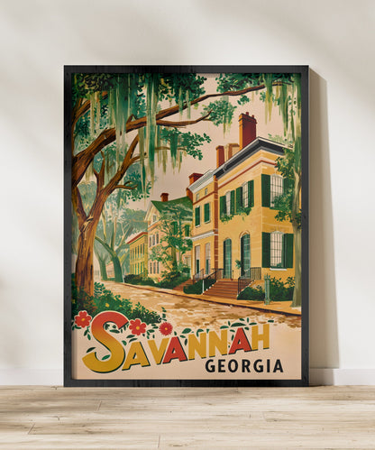 Savannah Vintage Travel Poster