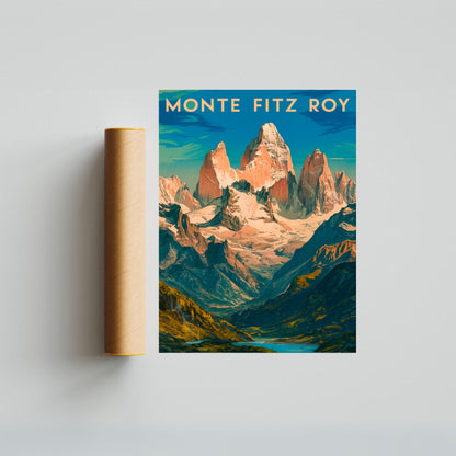 Monte Fitz Roy Vintage Travel Poster - Majestic Peaks