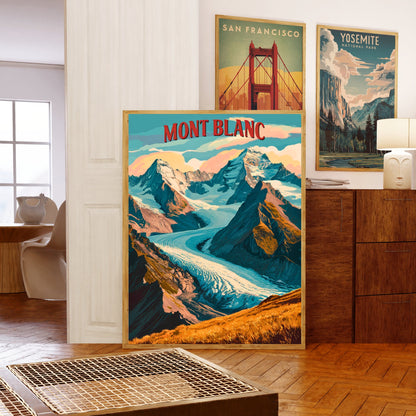 Mont Blanc Vintage Travel Poster - French Alps Splendor