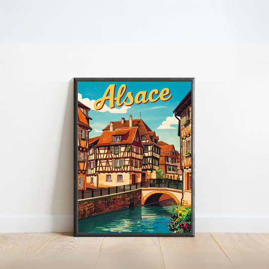 Alsace Vintage Travel Poster - Rhine Valley