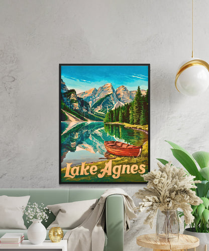 Lake Agnes Vintage Travel Poster