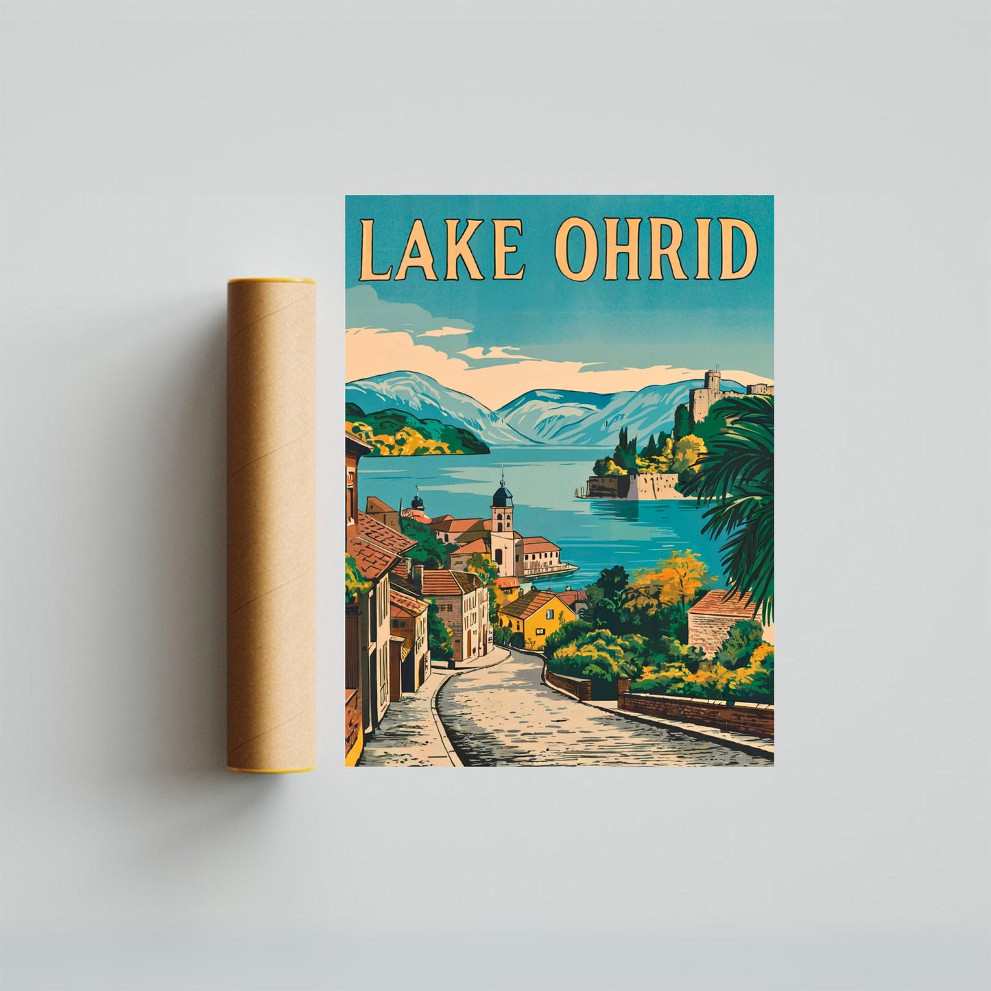 Lake Ohrid Vintage Travel Poster  - Jewel of the Macedonian Highlands