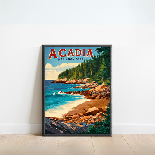 Acadia Vintage Travel Poster - National Park