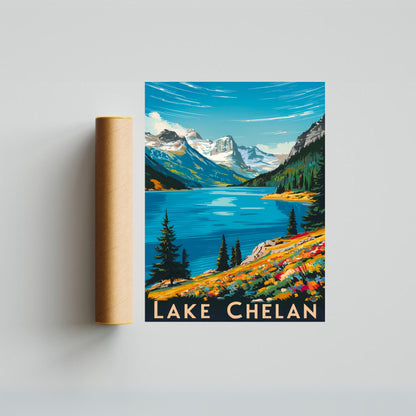 Lake Chelan Vintage Travel Poster - Crystal Lake