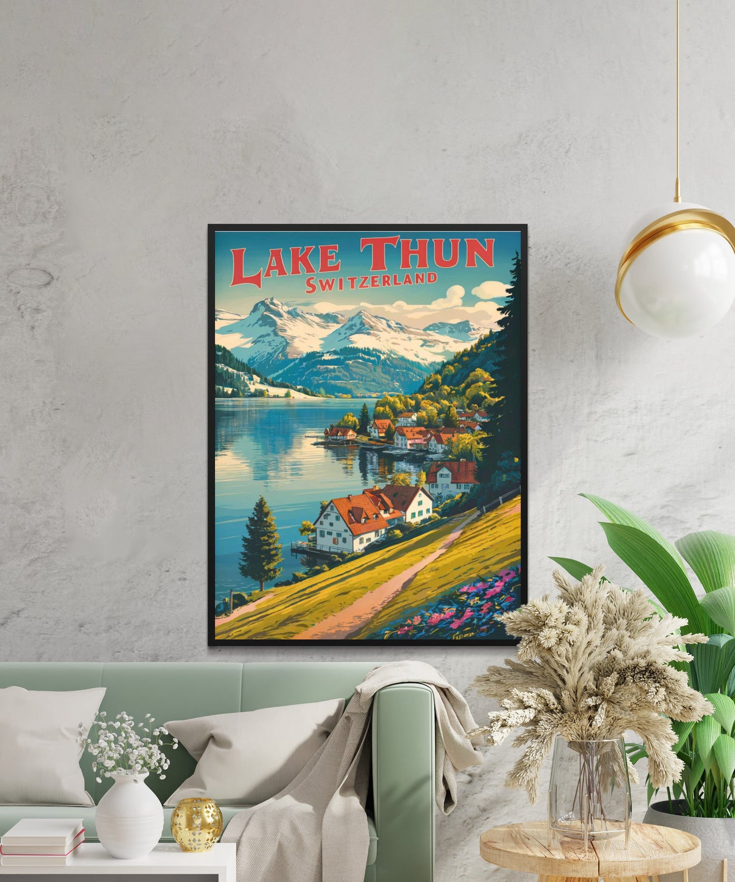 Lake Thun Vintage Travel Poster