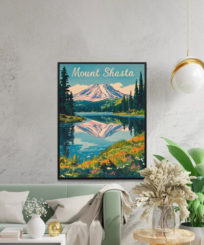 Mount Shasta Vintage Travel Poster