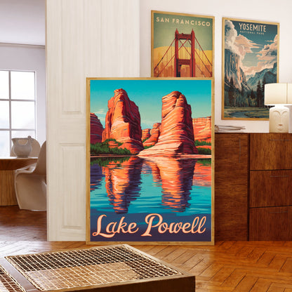 Lake Powell Vintage Travel Poster - Fishing Retreat