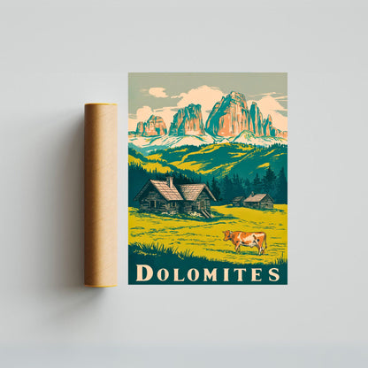 Dolomites Vintage Travel Poster