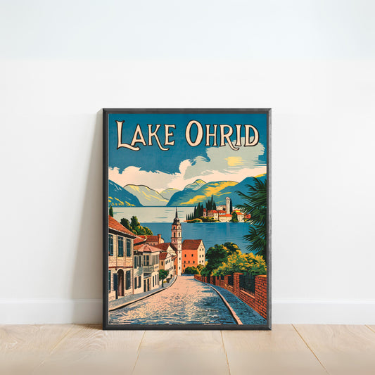 Lake Ohrid Vintage Travel Poster