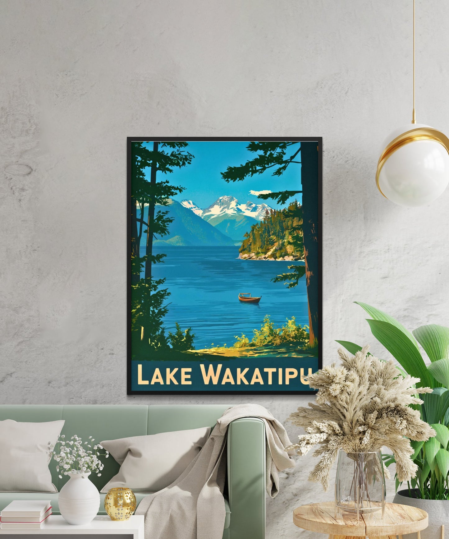 Lake Wakatipu Vintage Travel Poster - New Zealand Lake