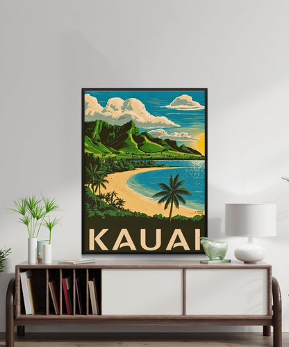 Kauai Vintage Travel Poster - Pristine Beaches