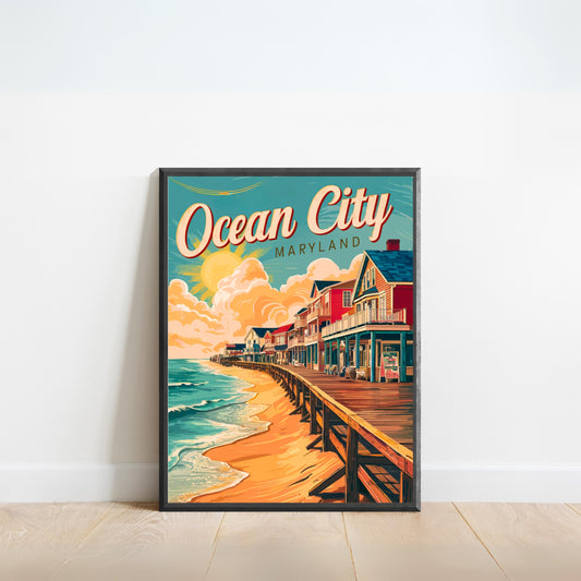 Ocean City Vintage Travel Poster