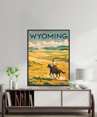 Wyoming  Vintage Travel Poster - The Wild Beauty of the Cowboy State