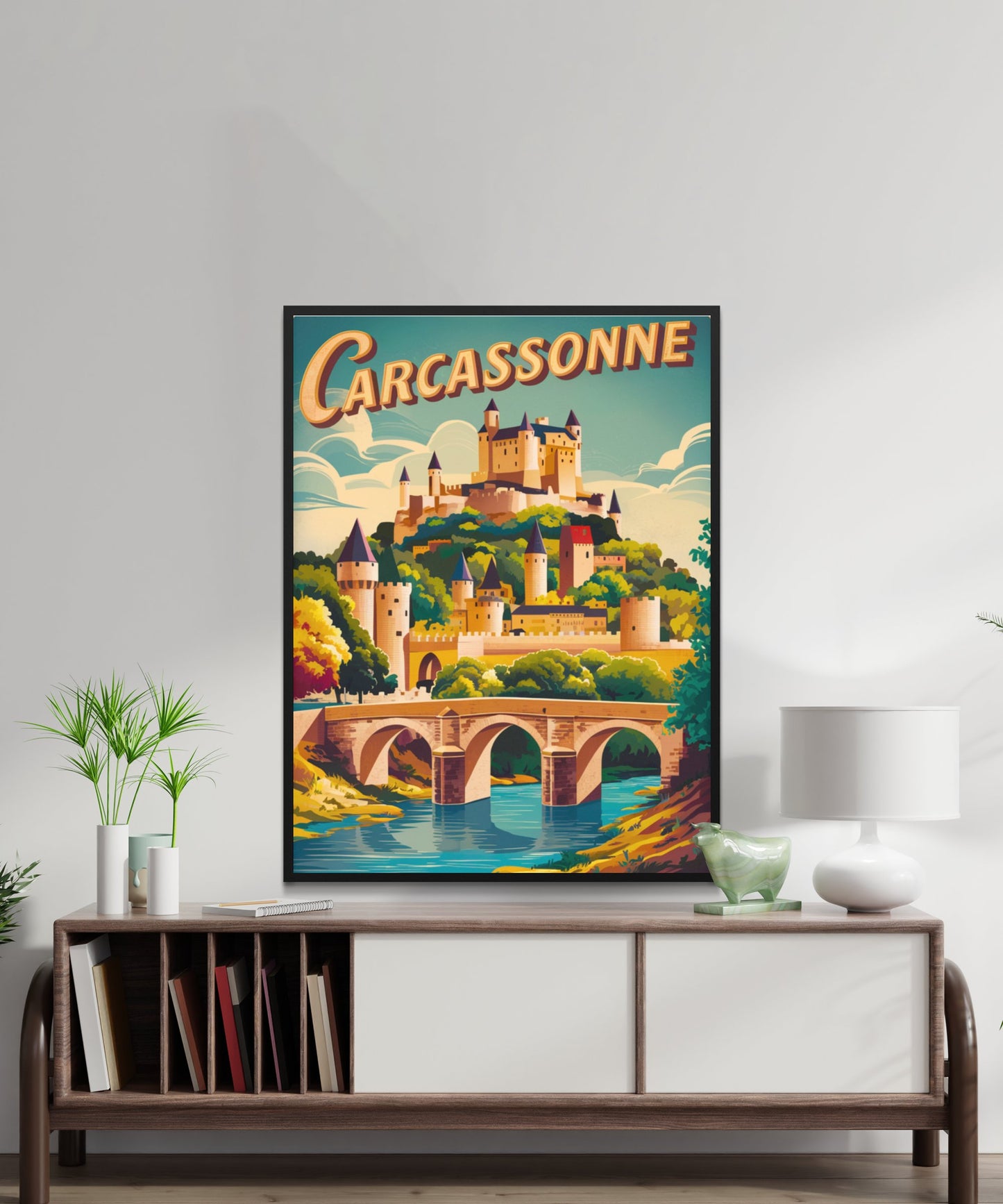 Carcassonne Vintage Travel Poster - Medieval Fortress