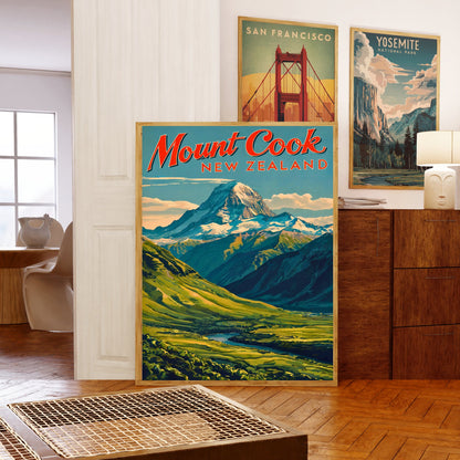 Mount Cook Vintage Travel Poster - Alpine Splendor