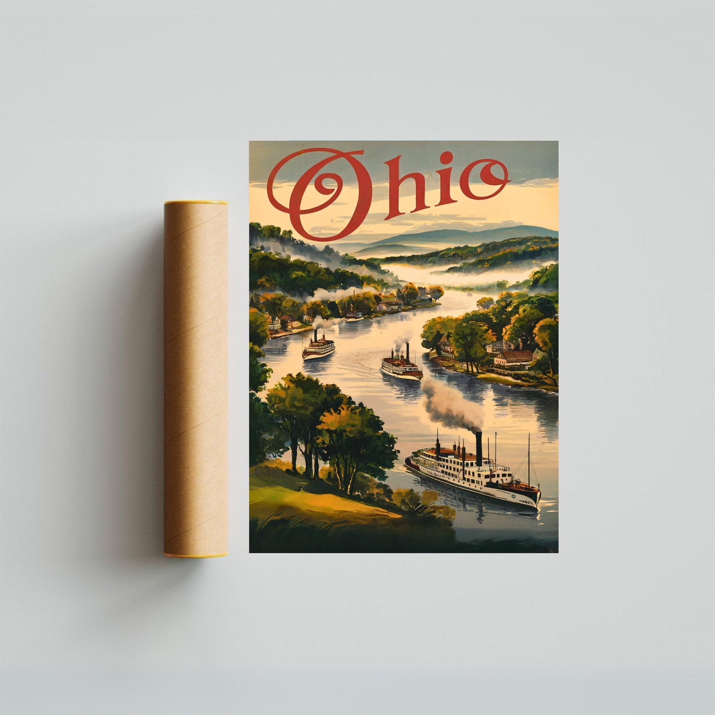 Ohio Vintage Travel Poster - Lake Erie to the Appalachian Hills