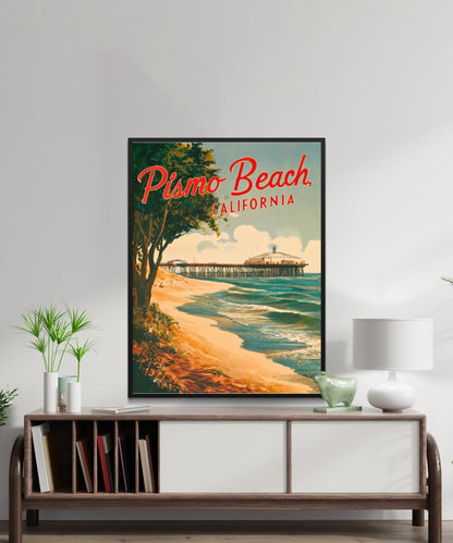 Pismo Beach Vintage Travel Poster - Classic Surf Town Escape