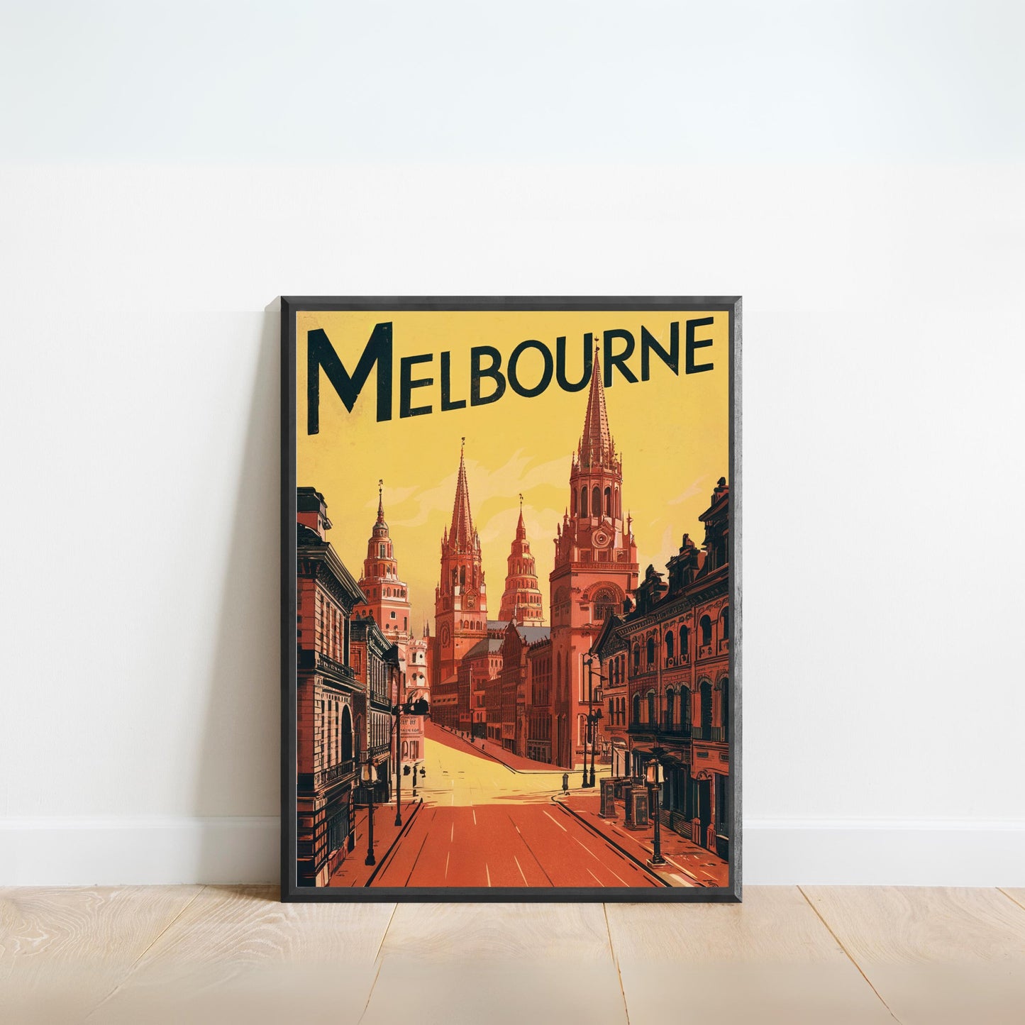 Melbourne Vintage Travel Poster - City Street