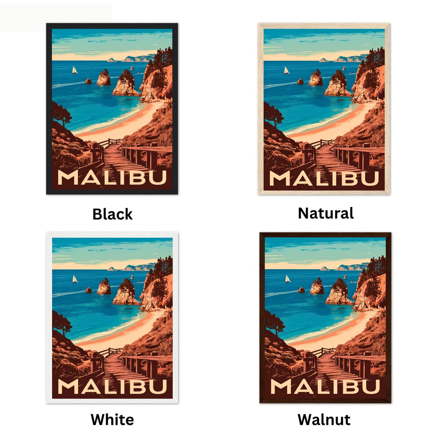 Malibu Vintage Travel Poster - Nostalgic Malibu Coastline