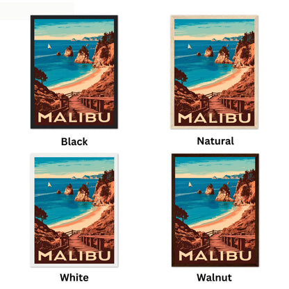 Malibu Vintage Travel Poster - Nostalgic Malibu Coastline