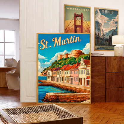 Saint Martin Vintage Travel Poster