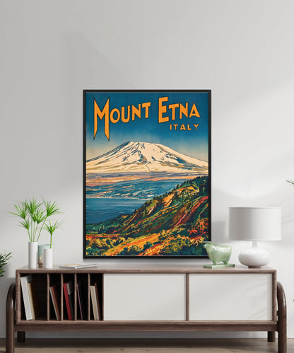 Mount Etna Vintage Travel Poster - Timeless Sicilian Volcano