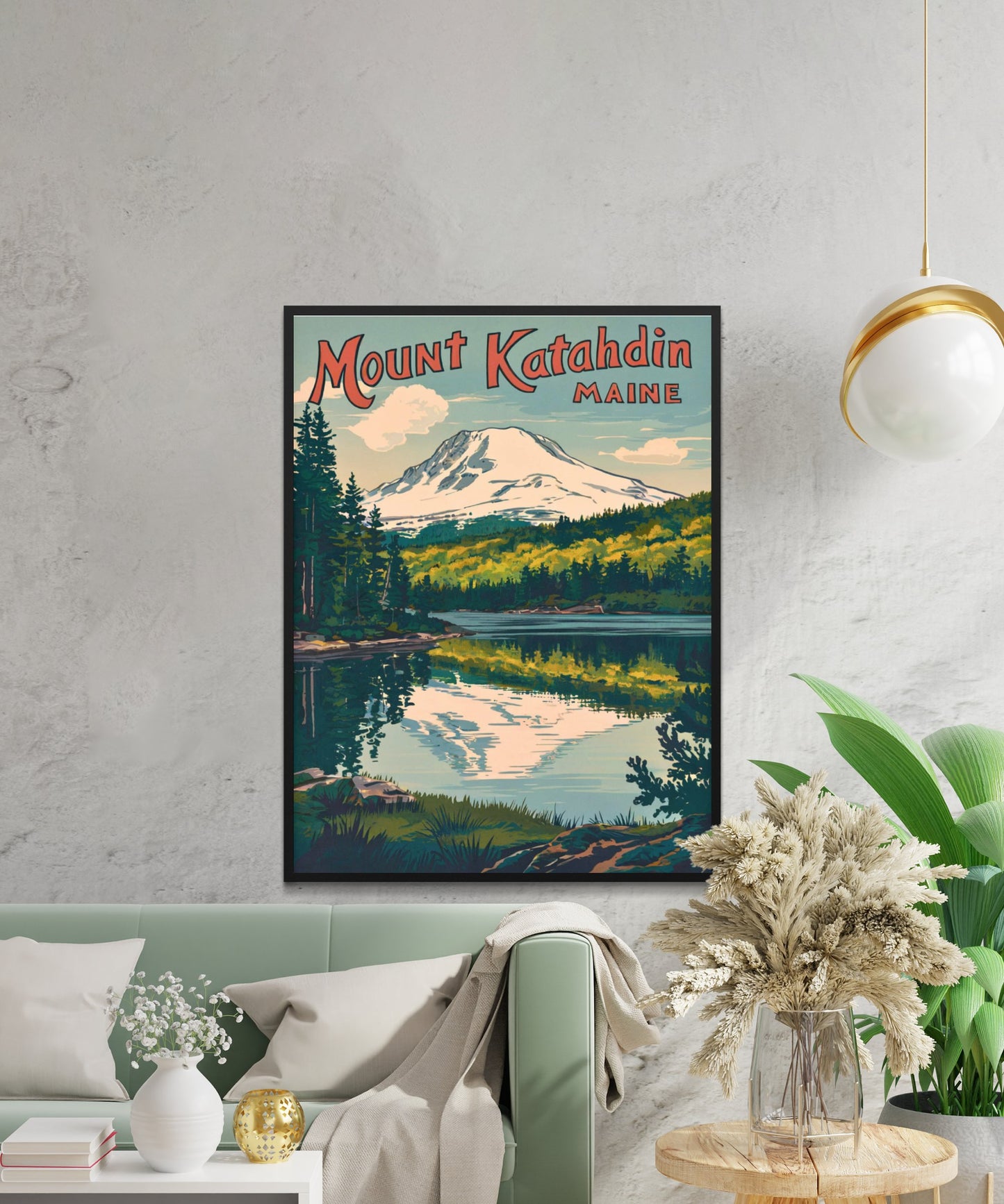 Mount Katahdin Vintage Travel Poster - Heart of Baxter State Park