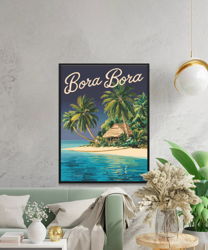 Bora Bora Vintage Travel Poster - Tranquil Waters