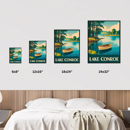 Lake Conroe Vintage Travel Poster - Serene Waters