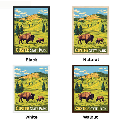 Custer State Park Vintage Travel Poster - Timeless Beauty of the Black Hills and Bison