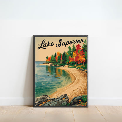 Lake Superior Vintage Travel Poster - Timeless Great Lakes Majesty