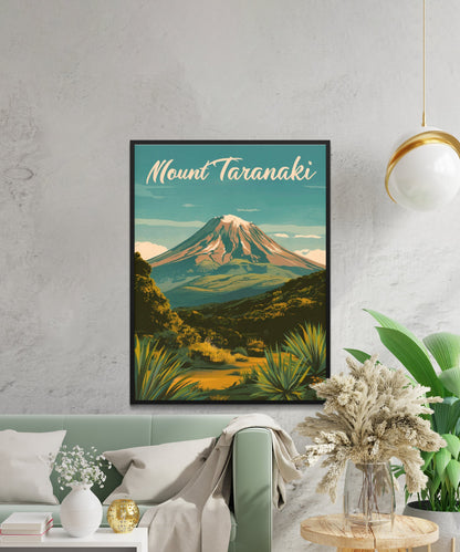 Mount Taranaki Vintage Travel Poster