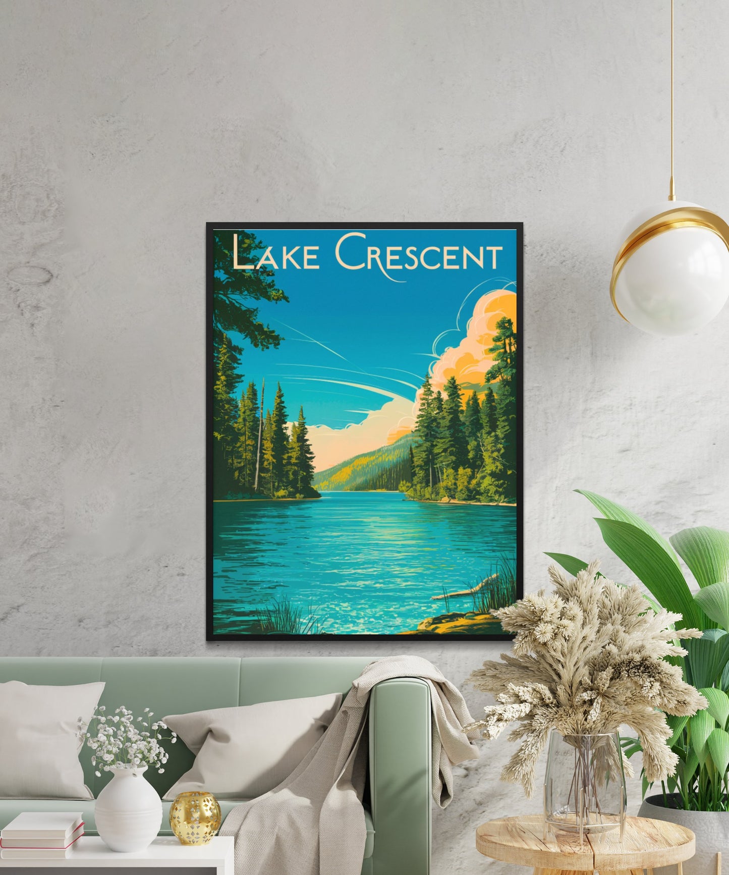 Lake Crescent Vintage Travel Poster