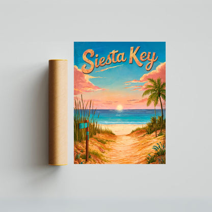 Siesta Key Vintage Travel Poster