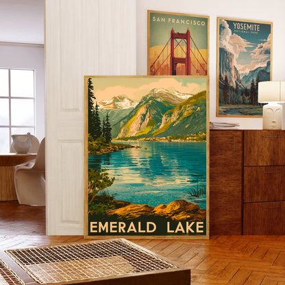 Emerald Lake Vintage Travel Poster - Pristine Lakes