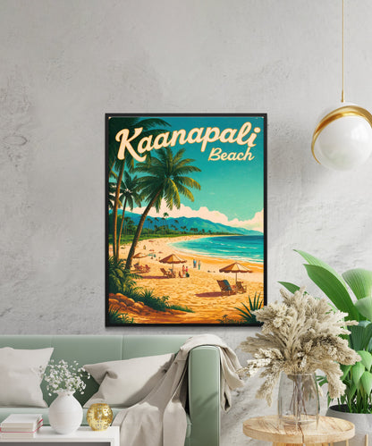 Kaanapali Beach Vintage Travel Poster