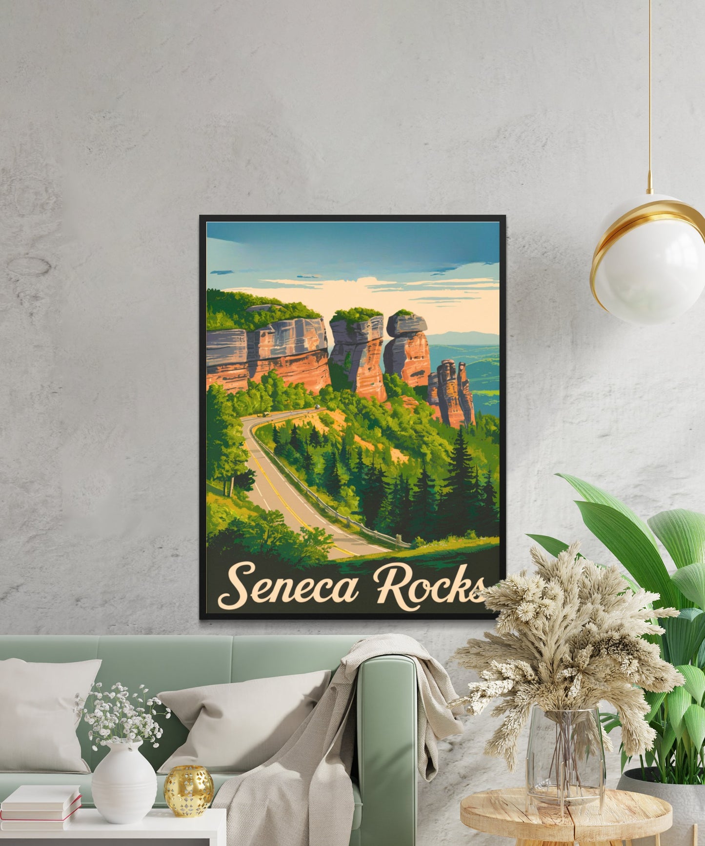 Seneca Rocks Vintage Travel Poster - Rugged Peaks