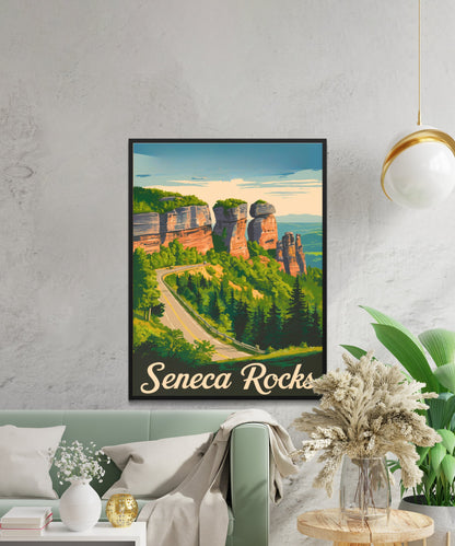 Seneca Rocks Vintage Travel Poster - Rugged Peaks